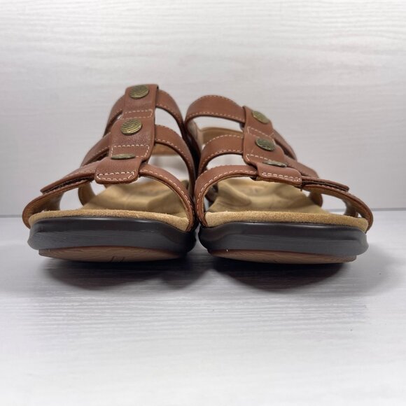 Clarks Unstructured Kylyn Step Sandals Women’s Sz 10 Dark Tan Leather Adjustable - Picture 8 of 10